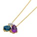Ankerkette Gold 585 14K Natur Diamanten Nat Blautopas Nat Amethyst