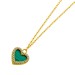 Malachit Herz Kette Gold 333 8K nat. Malachit weiße Zirkonia Steine