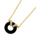 Diamant Kette Gold 750 18K nat. Onyx Brillanten 0.10ct 