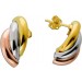 Tricolor Goldohrringe 375 9K Trinity Gelb/Rot/Weißgold 