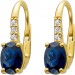 Ohrringe Ohrhänger mit Brisur Gelbgold 375 9 Karat mit 6 weiße 2 blaue Zirkonia