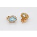 Blautopas Ohrstecker Gelbgold 585 14K blaue Edelsteine Zirkonia