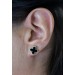 Onyx Kleeblatt Ohrstecker Gelbgold 585 14 Karat schwarze Edelsteine 