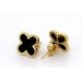 Onyx Kleeblatt Ohrstecker Gelbgold 585 14 Karat schwarze Edelsteine 