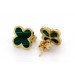 Malachit Kleeblatt Ohrstecker Gelbgold 585 14K grüne Edelsteine 