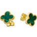 Malachit Kleeblatt Ohrstecker Gelbgold 585 14K grüne Edelsteine 