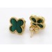 Malachit Kleeblatt Ohrstecker Gelbgold 585 14K grüne Edelsteine 