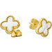 Perlmutt Kleeblatt Ohrstecker Gelbgold 585 14K weißer Edelstein