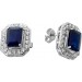 Saphir Ohrstecker Weißgold 585 14K blaue Edelsteine Lab Grown Diamanten 