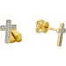 Kreuz Ohrstecker Gold 585 14K Diamanten 0.06ct