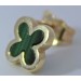 Kleeblatt Ohrstecker Gelbgold 333 8K grüne Natur Malachit Edelsteine 