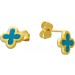 Kleeblatt Ohrstecker Gelbgold 333 8K synthetischer Türkis 