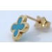 Kleeblatt Ohrstecker Gelbgold 333 8K synthetischer Türkis 