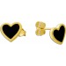 Herz Ohrstecker Gelbgold 333 8K schwarze Natur Onyx Edelsteine 