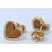 Herz Ohrstecker Gelbgold 333 8K braune Natur Tigerauge Edelsteine