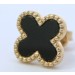 Kleeblatt Ohrstecker Gold 585 14K schwarzer Natur Onyx 