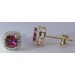 Diamant Ohrstecker Gold 375 9K Natur Rhodolite Labor Diamanten 0.20ct 