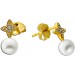 Perlen Ohrringe Gold 585 Natur Diamanten 0.10ct Süßwasserperlen