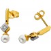 Perlen Ohrringe Gold 585 14K Diamanten 0.12ct Süßwasserperlen