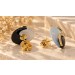 Ying Yang Ohrstecker Gold 750 18K nat. Onyx Perlmutt Brillanten 0.20ct