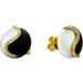 Ying Yang Ohrstecker Gold 750 18K nat. Onyx Perlmutt Brillanten 0.20ct