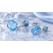 Blautopas Ohrhänger Weißgold 750 18K nat. Blautopase Brillanten 0.06ct