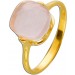 Rosenquarz Ring Gelbgold 375 facettierter rosa Edelstein Damen 17-20mm 