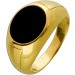 Ring Gelbgold 585 14 Karat poliert oval schwarz leuchtender Onyx Edelstein