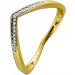 Ring V-Form Gelbgold 585 14 Karat 19 Diamanten Total 0,05ct W/SI Brillantring