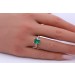 Ring Gelbgold 375 synthetischer Smaragd weiße Zirkonia Edelsteinlook