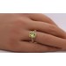 Edelsteinring Gelbgold 585 grüner Peridot Edelstein 38 Diamanten