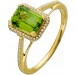 Edelsteinring Gelbgold 585 grüner Peridot Edelstein 38 Diamanten