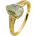 Diamantring Gelbgold 585 1 grüner Amethyst Tropfen 58 Brillanten