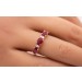 Rubinring Gelbgold 585 14K rote Edelsteine 1.42ct Diamanten 0.10ct 
