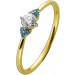 Blautopas Ring Gelbgold 585 14K blaue Edelsteine Diamant 0.26ct