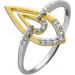 Bicolor Ring Gelbgold Weißgold 585 14 Karat Brillanten 0.16ct. TW 