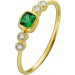 Smaragd Ring Gelbgold 585 14K grüner Edelstein Brillanten 0.10ct 