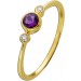 Amethyst Ring Gelbgold 585 14K lila Edelstein 0.22ct Diamanten 0.04ct