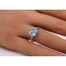 Blautopas Ring Platin 950 wasserblauer Swiss Bluetopaz Brillanten 0.05ct 