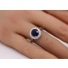 Saphir Ring Weißgold 585 14K blauer Edelstein Lab Grown Diamanten