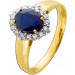 Saphir Ring Gelbgold 585 14K blauer Edelstein Lab Grown Diamanten
