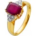 Rubin Ring Gelbgold 585 14K roter Edelstein Lab Grown Diamanten
