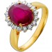 Rubin Ring Gold 585 14K roter Edelstein Lab Grown Diamanten 