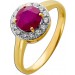 Rubin Ring Gelbgold 585 14K roter Edelstein Lab Grown Diamanten