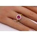Rubin Ring Gelbgold 585 14K roter Edelstein Lab Grown Diamanten