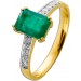 Smaragd Ring Gelbgold 585 14K grüner Edelstein Lab Grown Diamanten