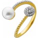 Perlen Ring Gold 585 14K Perle 6.8mm Natur Diamanten 0.20ct