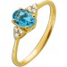 Blautopas Ring Gold 585 14K Natur Diamanten 0.10ct blauer Edelstein