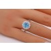 Blautopas Ring Weißgold 585 14K blauer Edelstein Lab Grown Diamanten
