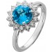 Blautopas Ring Weißgold 585 14K blauer Edelstein Lab Grown Diamanten